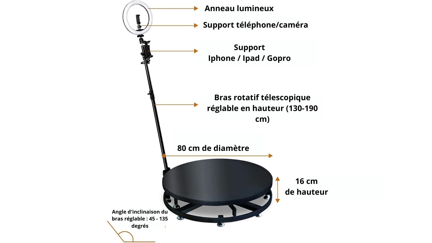 Les détails de la location du photobooth rotatif